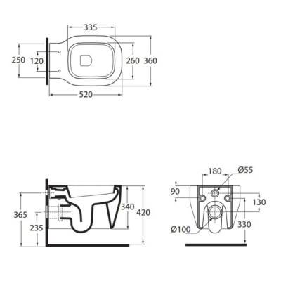 Будкрам купить Унитаз подвесной Azzurra Glaze GLZ100B1SOSKGLZ1800F Унитаз подвесной Azzurra Glaze GLZ100B1SOSKGLZ1800F 2