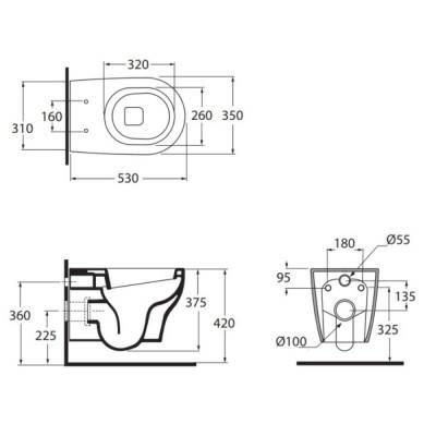 Будкрам купить Унитаз подвесной Azzurra Pratica PRA100B1SOSPPRA1800F Унитаз подвесной Azzurra Pratica PRA100B1SOSPPRA1800F 2