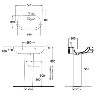 Будкрам купить Раковина Azzurra Pratica PRA200B1 с пьедесталом Раковина Azzurra Pratica PRA200B1 с пьедесталом 2