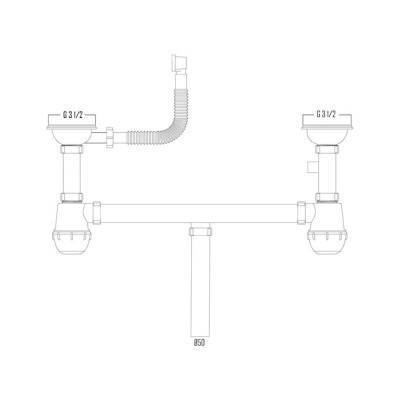 Будкрам купить Сифон для двойной кухонной мойки Imperial 02 Сифон для двойной кухонной мойки Imperial 02 2