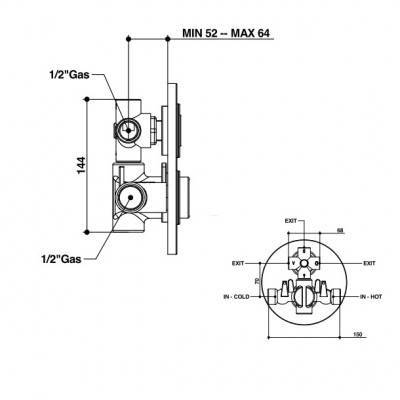 Будкрам купити Внутрішня частина термостатичного змішувача на 2 споживачі