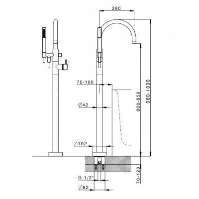 Будкрам купить ART Смеситель с пола для ванны, черный матовый ART Смеситель с пола для ванны, черный матовый 2