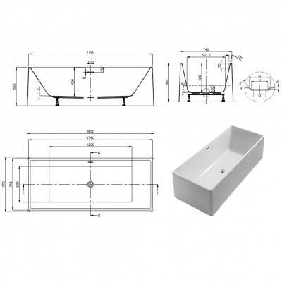 Будкрам купити VINTAGE Ванна окремостояча 1790*745*420/560 VINTAGE Ванна окремостояча 1790*745*420/560 2
