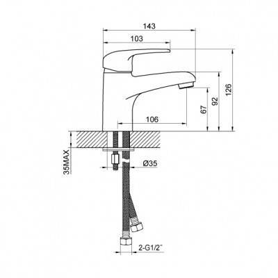 Будкрам купити GIRAN Змішувач д/раковини з дон. клап. 01011100 GIRAN Змішувач д/раковини з дон. клап. 01011100 2