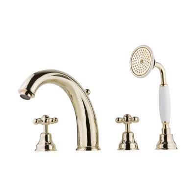 Будкрам купить Charlestone Смеситель для ванны врезн. на 4 отв., золото, шланг - хром