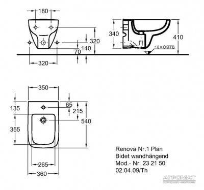 Будкрам купить Renova №1 Plan Биде подвесное, белое Renova №1 Plan Биде подвесное, белое 2