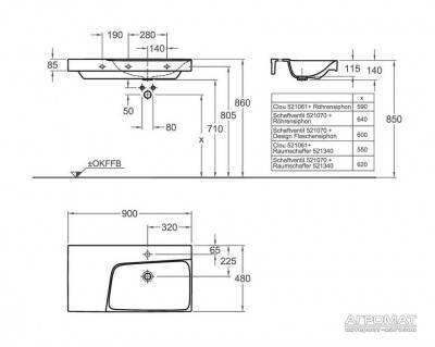 Будкрам купить Xeno2 Умывальник с полочкой слева, с отв., без перелива 900х480мм КТ Xeno2 Умывальник с полочкой слева, с отв., без перелива 900х480мм КТ 2