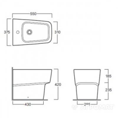 Будкрам купити - DEGRADE, Біде приставне 37,5x55 на  1  отв., біле - DEGRADE, Біде приставне 37,5x55 на  1  отв., біле 2