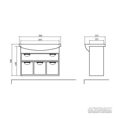 Будкрам купити ГЛОРІЯ Тумба підвісна з раковиною-90 Евіта ГЛОРІЯ Тумба підвісна з раковиною-90 Евіта 3