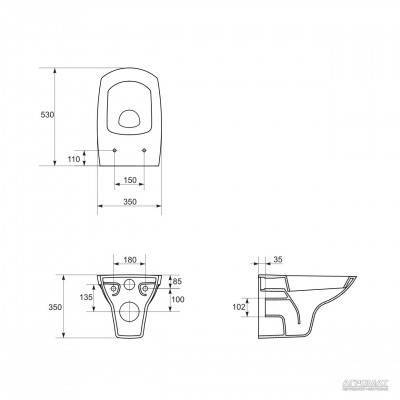 Будкрам купить CARINA Унитаз подвесной с крышкой дюропласт Soft-close CARINA Унитаз подвесной с крышкой дюропласт Soft-close 2