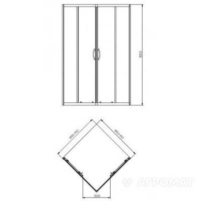Будкрам купити REKORD Кабіна квадратна 90см, прозоре скло, сріблястий блиск REKORD Кабіна квадратна 90см, прозоре скло, сріблястий блиск 2