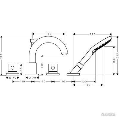 Будкрам купити Uno2 Зовнішня частина змішувача 4-отв. д/ванни Uno2 Зовнішня частина змішувача 4-отв. д/ванни 2