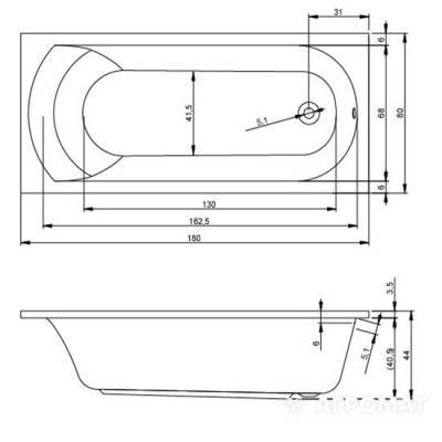 Будкрам купити MIAMI 180x80 Ванна MIAMI 180x80 Ванна 3