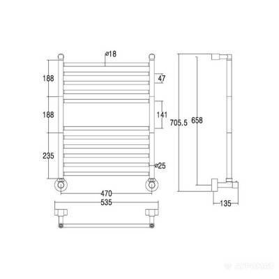 Будкрам купити MINI Рушникосушка, міжвісь 470мм (535x705.5мм), 11 секцій, хром MINI Рушникосушка, міжвісь 470мм (535x705.5мм), 11 секцій, хром 2