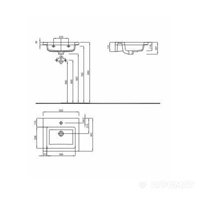 Будкрам купити TWINS Раковина 50 см, з тонким бортом TWINS Раковина 50 см, з тонким бортом 3