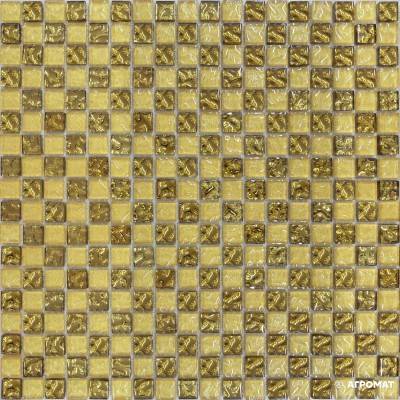 Будкрам купить Мозаика шахматка рельефное золото-золотой песок