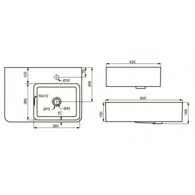Будкрам купити QUADRA Раковина 60, права QUADRA Раковина 60, права 2