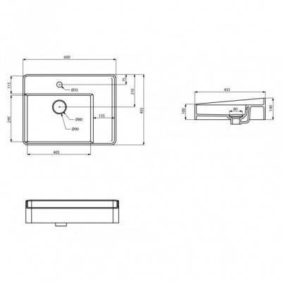 Будкрам купити UP Раковина на стільницю з переливом 600*455 мм UP Раковина на стільницю з переливом 600*455 мм 2