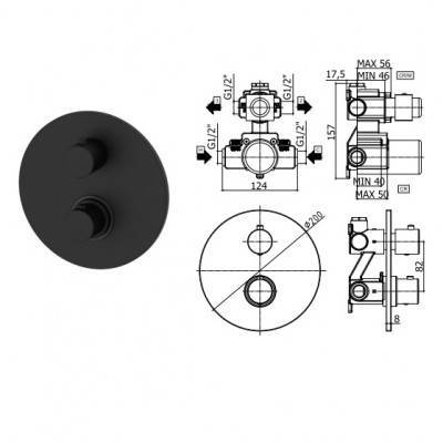 Будкрам купить LIGHT смеситель для ванны термостатический скрытого монтажа, черн.мат

