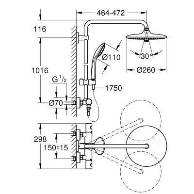 Будкрам купить Euphoria System 260 Душевая система для душа с термостатом Euphoria System 260 Душевая система для душа с термостатом 2
