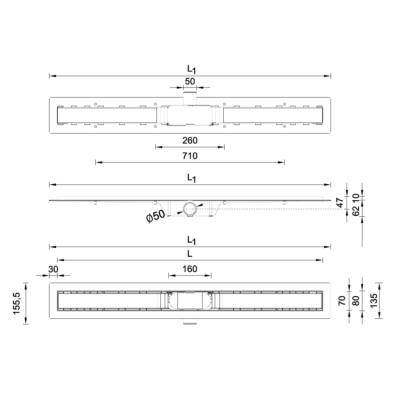 Будкрам купити Душовий канал  з чорною решіткою "Медіум", 700 мм Душовий канал  з чорною решіткою "Медіум", 700 мм 4