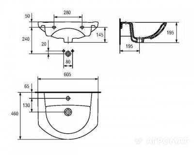 Будкрам купити LIBRA Раковина-60 д/тумб отв. по центру LIBRA Раковина-60 д/тумб отв. по центру 2