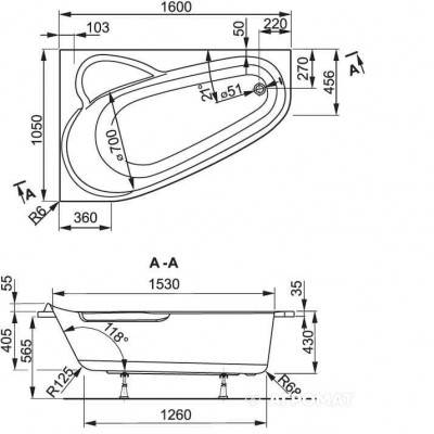 Будкрам купити VPBA163SEL3LX-01 Selena Ваннa 160x105 лівостороння+VPSET007 ніжки, яскраво біла VPBA163SEL3LX-01 Selena Ваннa 160x105 лівостороння+VPSET007 ніжки, яскраво біла 2