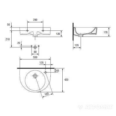 Будкрам купить NANO Раковина-55 с отв. права сим. NANO Раковина-55 с отв. права сим. 2