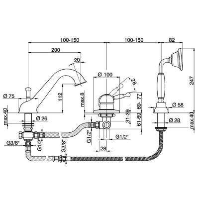 Будкрам купить Charlestone Смеситель для ванны врезной на 3 отв., бронза Charlestone Смеситель для ванны врезной на 3 отв., бронза 2