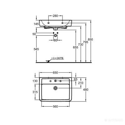 Будкрам купить Renova №1 Plan Раковина, с отв., с переливом 650х480мм Renova №1 Plan Раковина, с отв., с переливом 650х480мм 3