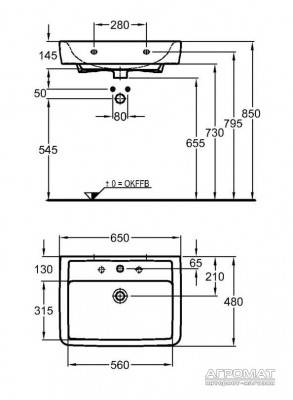 Будкрам купить Renova №1 Plan Раковина, с отв., с переливом 650х480мм Renova №1 Plan Раковина, с отв., с переливом 650х480мм 2