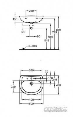 Будкрам купити Renova №1 Умивальник з отв., з переливом 600х490мм, білий Renova №1 Умивальник з отв., з переливом 600х490мм, білий 2