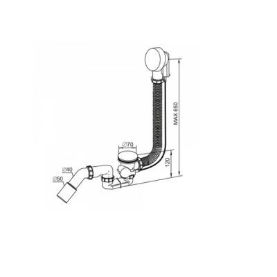 Будкрам купить Сифон для ванны, гофра перелива 65см, для ванн d52мм, сливной отвод 40/50мм Сифон для ванны, гофра перелива 65см, для ванн d52мм, сливной отвод 40/50мм 2