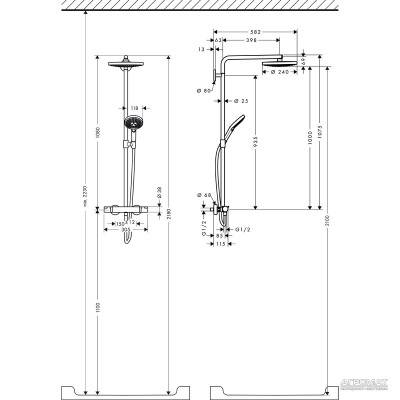 Будкрам купити Raindance Select S 240 2jet Showerpipe Душова система д/душа Raindance Select S 240 2jet Showerpipe Душова система д/душа 2