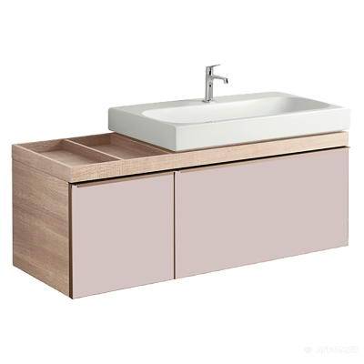 Будкрам купить Citterio Шкафчик под умывальник 1134х554х504 мм, с полочкой слева, корпус: светлый дуб, фасад: стеклянная