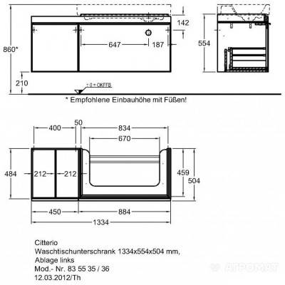 Будкрам купить Citterio Шкафчик под умывальник 1134х554х504 мм, с полочкой слева, корпус: светлый дуб, фасад: стеклянная Citterio Шкафчик под умывальник 1134х554х504 мм, с полочкой слева, корпус: светлый дуб, фасад: стеклянная 2