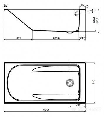 Будкрам купити Comfort Plus Ванна прямокутна 150х75 +  ніжки SNC1 (2уп) Comfort Plus Ванна прямокутна 150х75 +  ніжки SNC1 (2уп) 2
