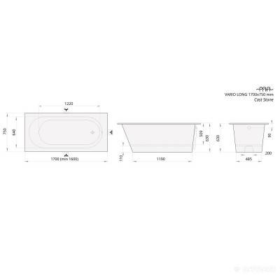 Будкрам купити  Ванна Vario Long 1700x750 біла, сифон метал (хром) ЗРАЗОК  Ванна Vario Long 1700x750 біла, сифон метал (хром) ЗРАЗОК 2