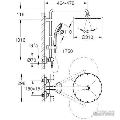 Будкрам купити Euphoria XXL System 310 Душова система д/душа з термостатом Euphoria XXL System 310 Душова система д/душа з термостатом 2