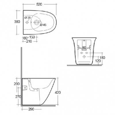 Будкрам купити RAK SENSATION Біде підлогове 1 отв. для змішувача, білий 52CM RAK SENSATION Біде підлогове 1 отв. для змішувача, білий 52CM 2