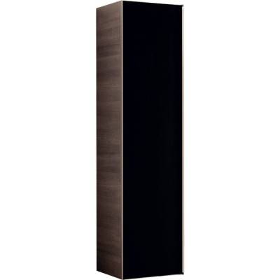 Будкрам купити Citterio Шафка бокова, висока, з 1 дверцятами, 400х1600х371 мм, корпус: сіро-коричневий дуб; фасад: скляна панель чорного кольору