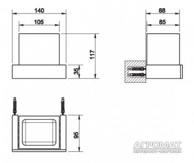 Будкрам купить Rettangolo Стакан подвесной, хром Rettangolo Стакан подвесной, хром 2