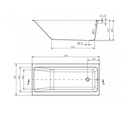 Будкрам купити CREA Ванна прямокутна 160x75 + ніжки CREA Ванна прямокутна 160x75 + ніжки 3