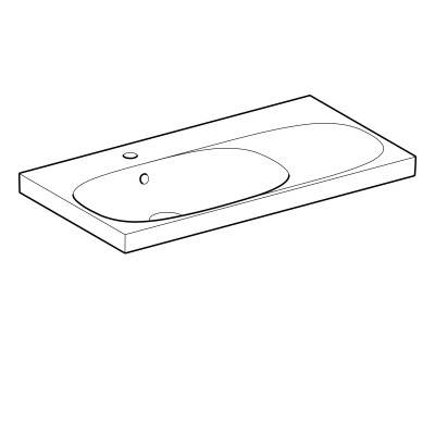 Будкрам купити Geberit Acanto Умивальник асиметричний 90 см, поличка праворуч, з отвором, з переливом, з системою швидкого монтажу, білий Geberit Acanto Умивальник асиметричний 90 см, поличка праворуч, з отвором, з переливом, з системою швидкого монтажу, білий 2