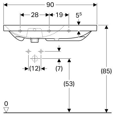 Будкрам купити Geberit Acanto Умивальник асиметричний 90 см, поличка праворуч, з отвором, з переливом, з системою швидкого монтажу, білий Geberit Acanto Умивальник асиметричний 90 см, поличка праворуч, з отвором, з переливом, з системою швидкого монтажу, білий 3