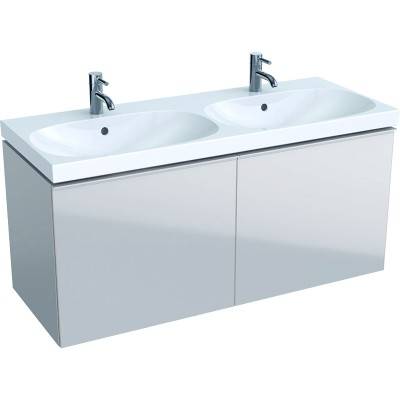 Будкрам купити Acanto Тумба для подвійного умивальника 120 см, з двома висувними ящиками: корпус: лакований матовий / пісочно-сірий, фасад: пісочно-сіре скло