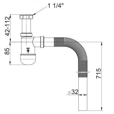 Будкрам купить Сифон для умывальника Basic телескопический, с накидной гайкой 5/4", гофра d32, переходник d32/40 с розеткой Сифон для умывальника Basic телескопический, с накидной гайкой 5/4", гофра d32, переходник d32/40 с розеткой 2