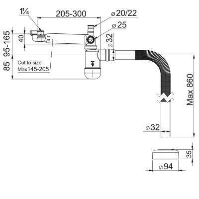 Будкрам купить Сифон для умывальника Preloc телескопический, с накидной гайкой 5/4", сливная гофра d32x885 с розеткой, подключение стиральной машины и перелива Сифон для умывальника Preloc телескопический, с накидной гайкой 5/4", сливная гофра d32x885 с розеткой, подключение стиральной машины и перелива 2