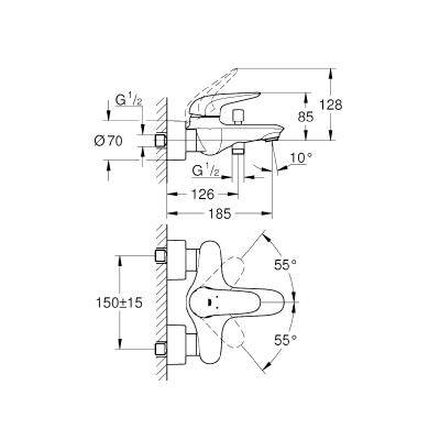 Будкрам купити Eurostyle Solid змішувач для ванни з підключеннням душа, хром Eurostyle Solid змішувач для ванни з підключеннням душа, хром 2