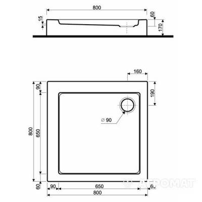 Будкрам купити SIMPLO Піддон квадратний, 80 з інтегрованою панеллю і ніжками SIMPLO Піддон квадратний, 80 з інтегрованою панеллю і ніжками 2